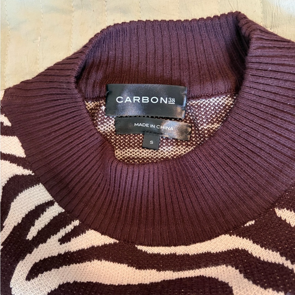 Carbon38 Zebra-Print Crewneck Sweater - Black & Cream - Picture 4 of 4